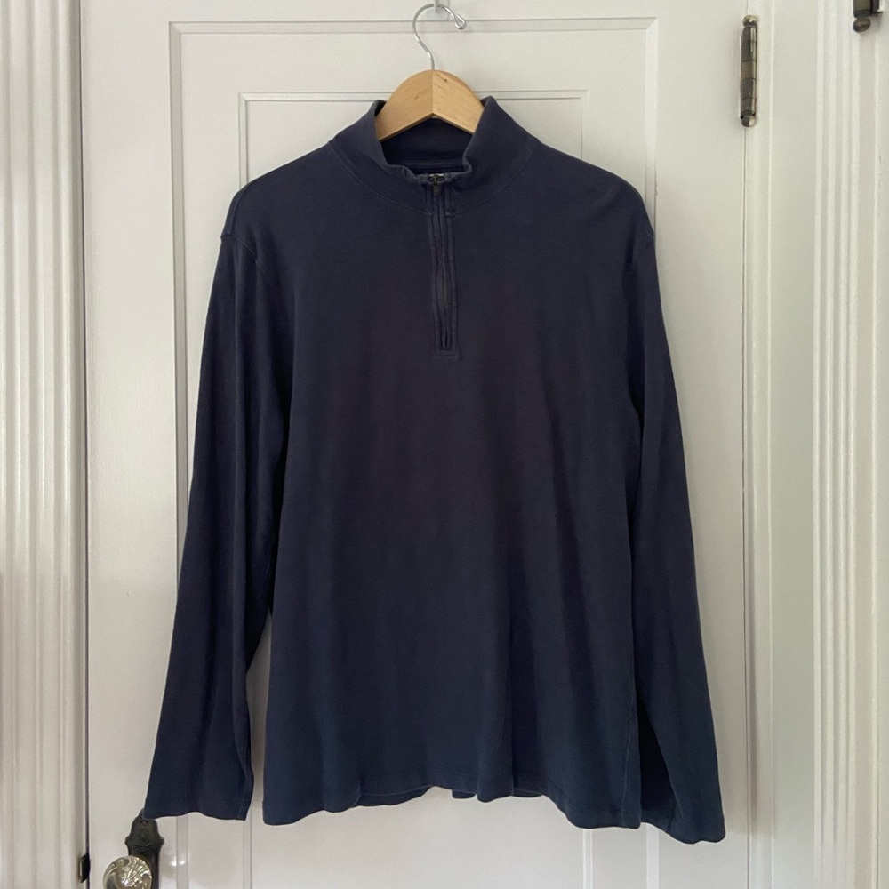 J. Crew navy cotton quarter-zip pullover, size large